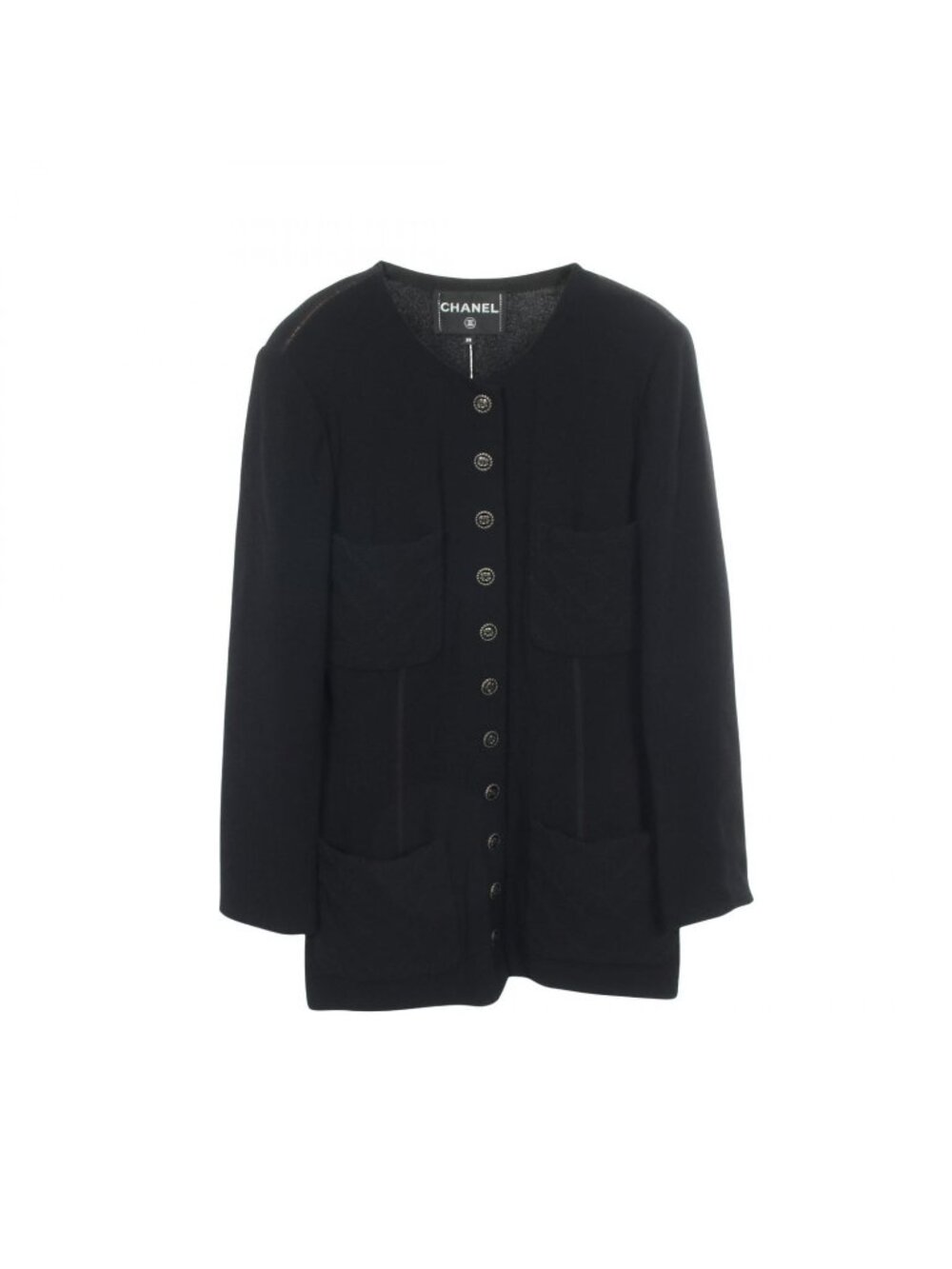 Chanel Collarless Jacket CC Logo Button